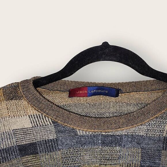 Vtg Jack Leftcourt Mens Sweater Sz XL Pullover Blue Brown Geometrics‎ 80s Preppy - Picture 6 of 13